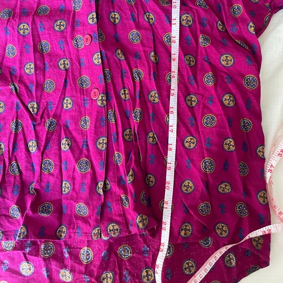 Vintage Hot Pink/Purple Patterned Flowy Blouse - Picture 6 of 6